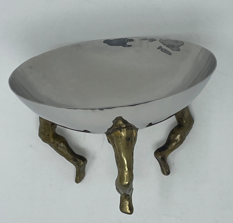 Michael Arams Three Footed Leg Bowl Stainless Steel Bronze Legs gallery