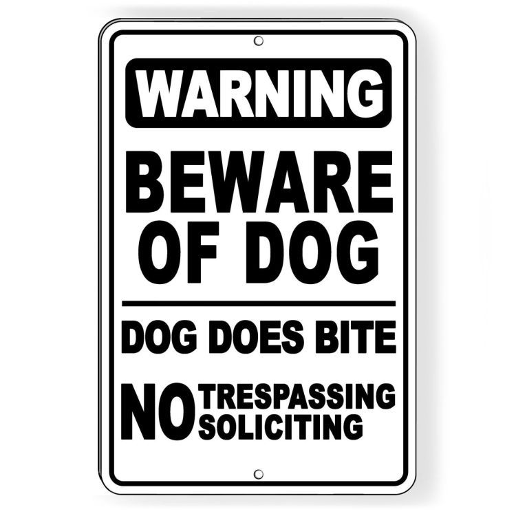 BEWARE OF DOG NO TRESPASSING Aluminum Metal Novelty Sign THREE SIZES SBD034