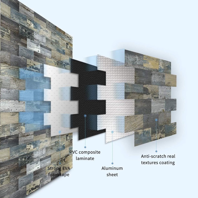 Art3d Peel and Stick Distressed Rustic Wood Panel 5-Sheet, Baywood gallery