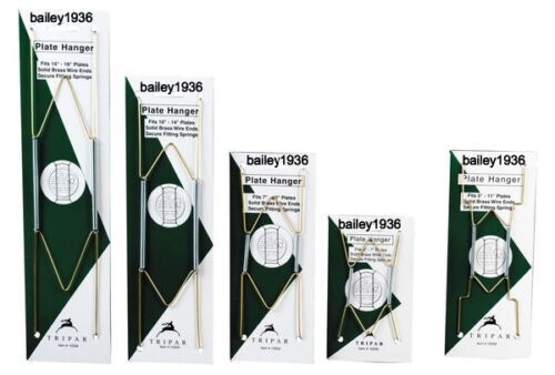 DELUXE Wire Plate Hanger CHOICE of 6 Sizes WHITE or BRASS - HANGING BRACKET/NAIL gallery