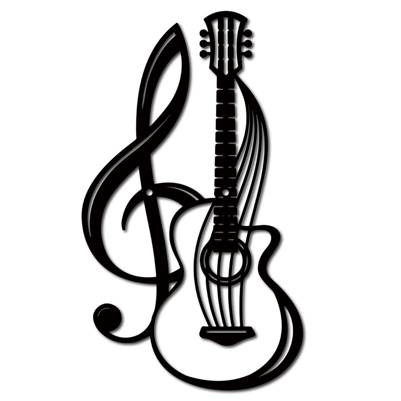 CREATCABIN Metal Wall Art Decor Musical Instruments Black Wall Signs Guitar I…