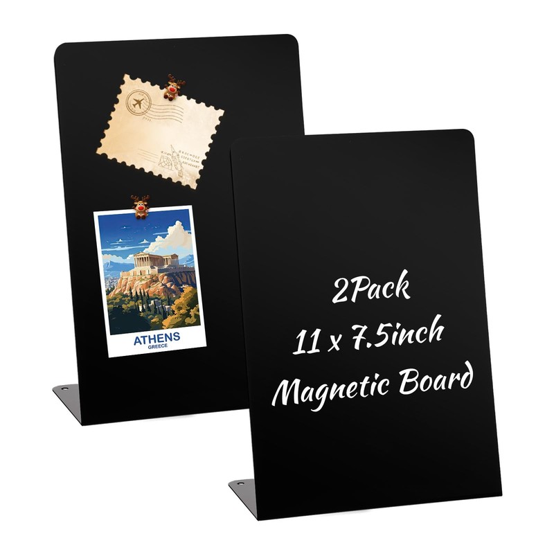 2 Pack Magnetic Bulletin Board with Easel Stand, 11 x 7.5 Inch Magnetic Metal…