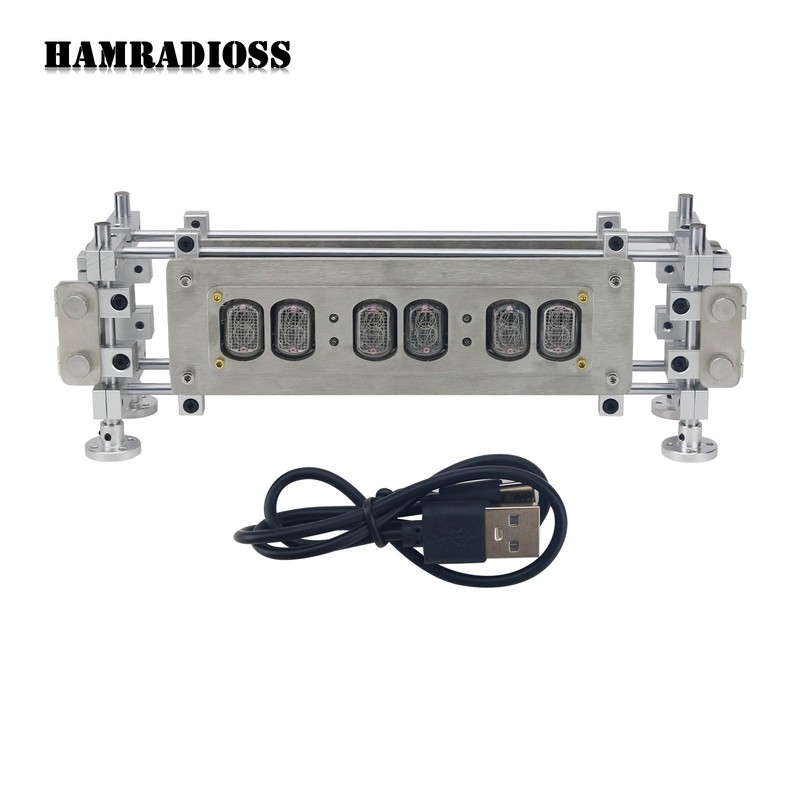 IN12 Glow Tube Clock 6-Bit DC5V 1A Type-C Stainless Steel Nixie Tube Clock