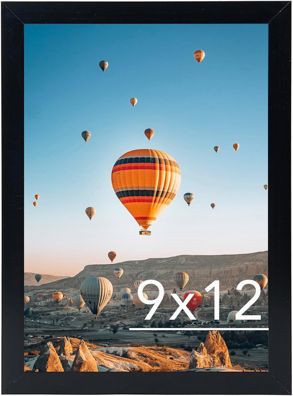 9×12 Picture Frame Black for Wall Hanging, Wall Mounting Horizontally or Vertica