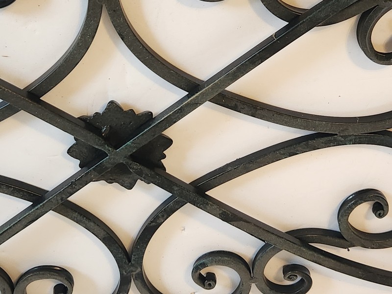 Vtg Ornate Tuscan Rustic Old World Scroll Wrought Iron Wall Metal Art 31.5" #3 gallery