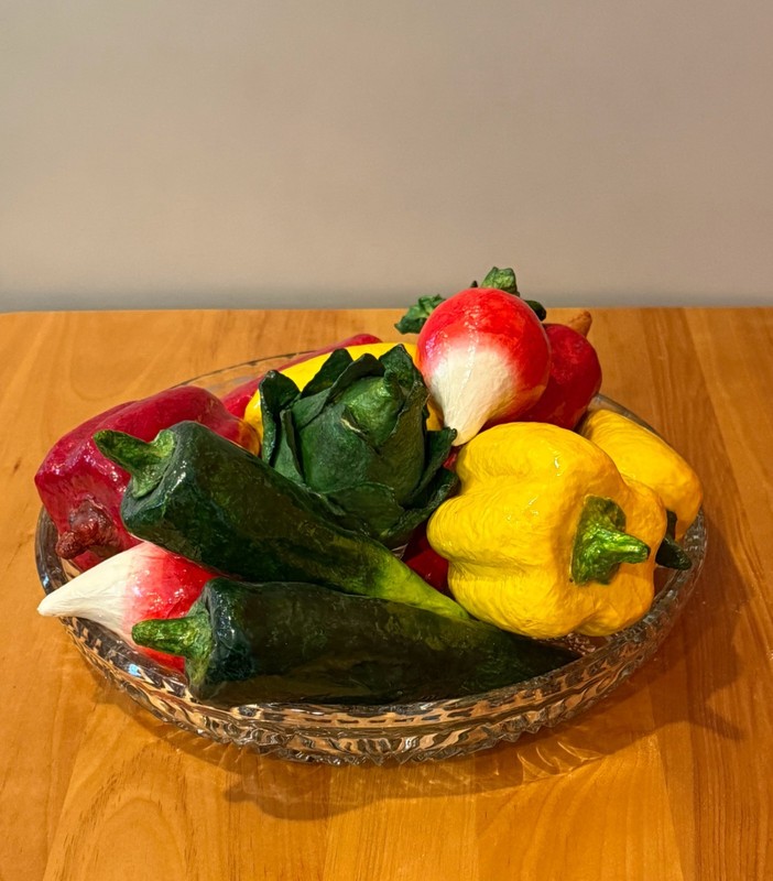 Vintage Glazed Paper Mache/Papier Mâché Hand Made Vegetables Decor Set of 12 gallery