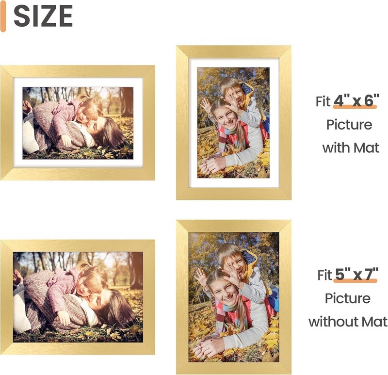 Sturdy Gold 5x7 Frame for Vertical or Horizontal Hanging - Home Decor Must-Have gallery
