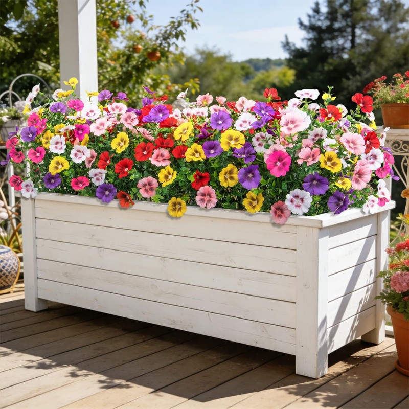 24 Bundles Artificial Flowers for Outdoors, Fake Silk Flowers UV Resistant Fa... gallery
