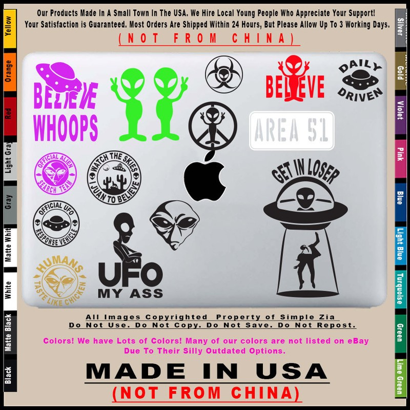 Aliens Get In Loser Round UFO Roswell Space area 51 sticker decal gallery