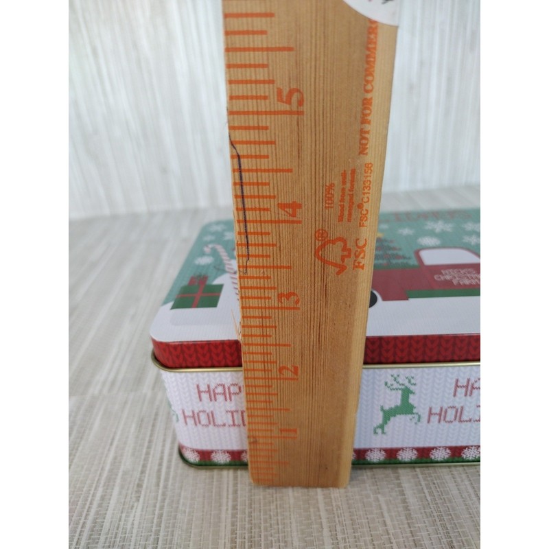 Tin Christmas Rectangular Container Multipurpose Gift Cookies Colorful 6x4X2.5 gallery