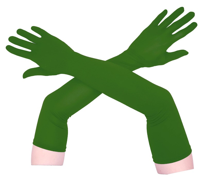 Unisex Adult 22" Super Long Elbow Stretchable Spandex Opera Gloves Army Green gallery