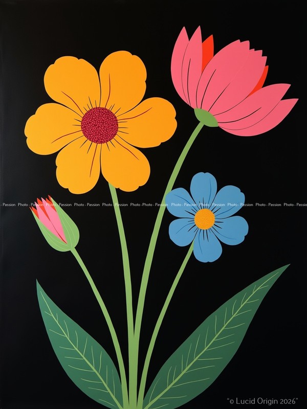 A4 Flowers Design Murakami Style Poster Art Print 21675