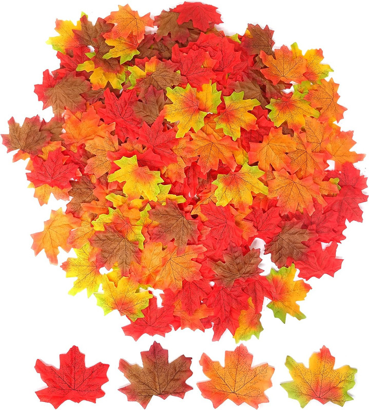 200PCS 8Cm/3.1Inch Assorted Color Artificial Maple Leaves Fall Leaves for Weddin