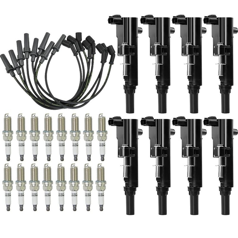 8Pk UF601 Coils & Wires, 16 Iridium Spark Plugs for 2008-2013 Dodge Jeep 4.7L V8