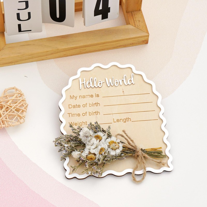 Daisy Newborn Announcement Sign - Baby Hospital Photo Prop Wooden Board Card ... gallery