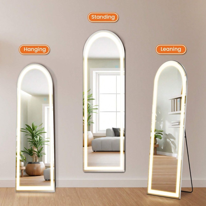 60"x16" Arched Full Length LED Mirror Floor Wall Mounted Bedroom Dressing Room gallery