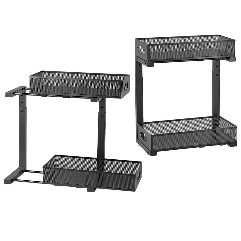 2Pcs Under Sink Organizer 2 Tier Pull Out Cabinet Baskets Storage Shelf Sliding gallery