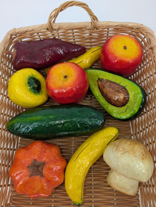 Vintage Paper Mache Fruit 10 Pc Banana Avocado Apple Cucumber Lemon Mushroom?