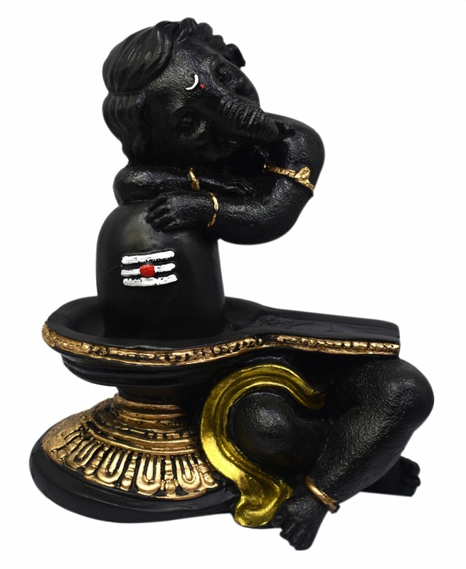 Divine Presence: Lord Ganesha Shivling Avatar – Elegant Black Decor for Home