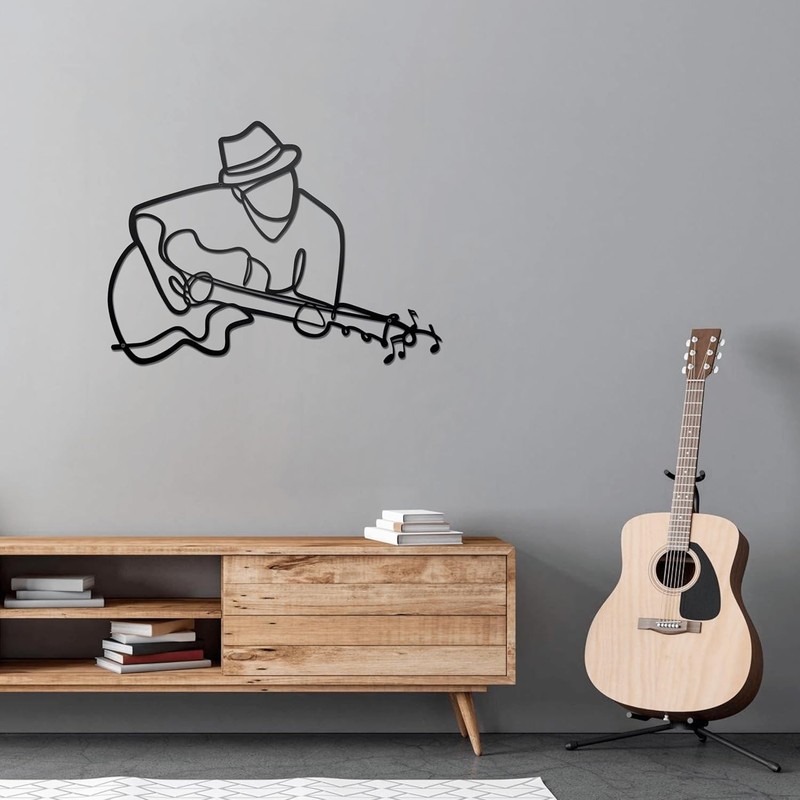 noxozoqm Black Metal Guitar Wall Art Music Wall Decor for Classroom Decor and... gallery