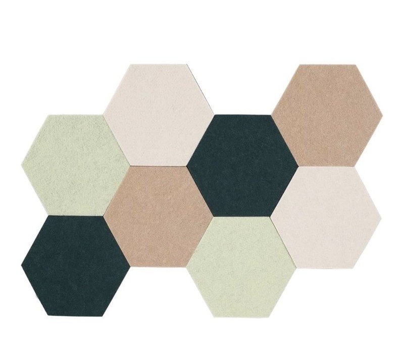LAJAR 8 Pcs Hexagon Felt Bulletin Board Tiles Self Adhesive Felt pin Board Green gallery