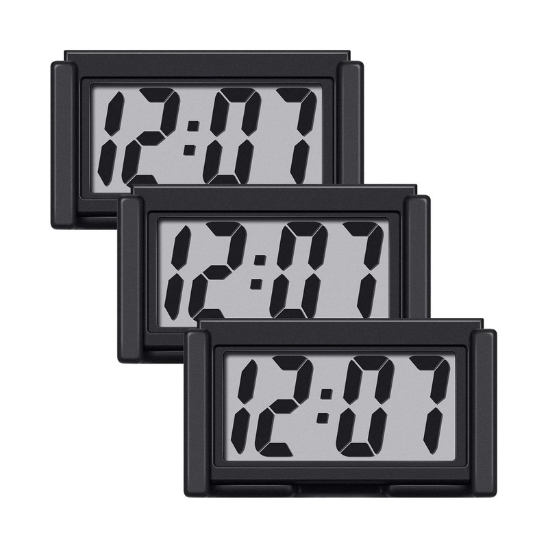 3PC Portable Mini Digital Clock Small Adhesive Stick On Battery Operated LCD New