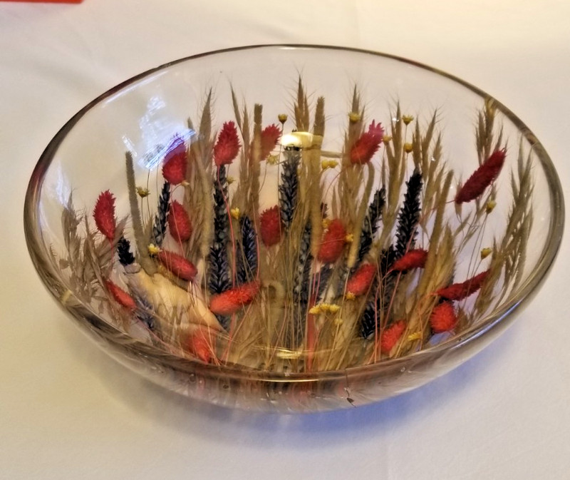 Riccardo Marzi Italy, “Florence” Bowl, Resin. With Wild Flowers Inside. 10 inch.