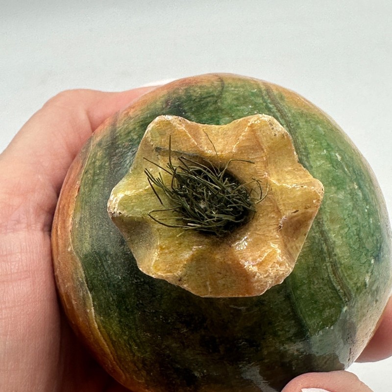 Vintage Italian Alabaster Stone Fruit Pomegranate Hand Carved Marble MCM gallery