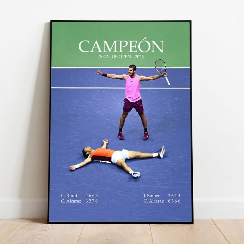 Carlos Alcaraz Poster – 2025 US Open Champion – Tennis Poster