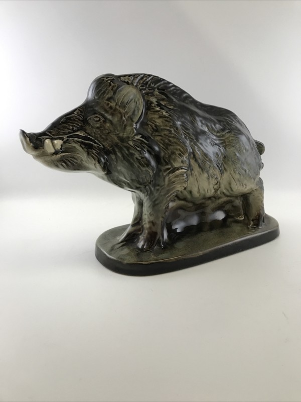 Boar Saint-Clément - Large Vintage Ceramic Statue 30cm - France gallery