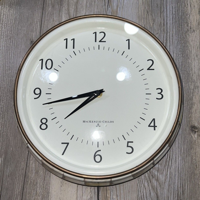 Mackenzie-Childs Mocha Check School Wall Clock Brand New Beautiful gallery