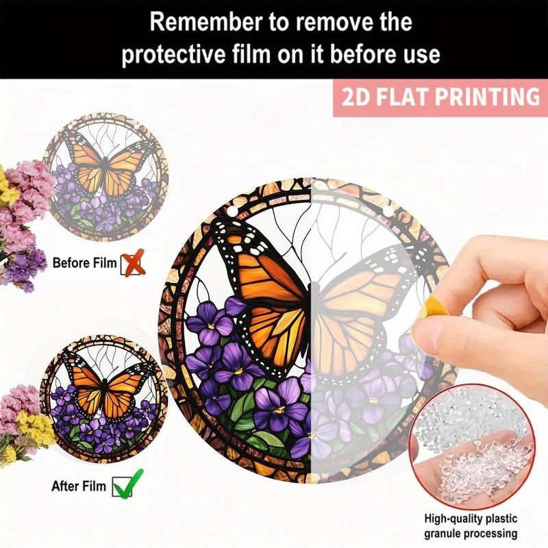 Monarch Butterfly Stained Acrylic Suncatcher Purple Violet Hanging Decoration gallery