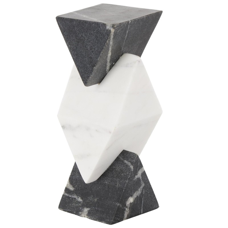 Deco 79 Marble Geometric Decorative Sculpture Stacked Pyramid Home Decor Stat…