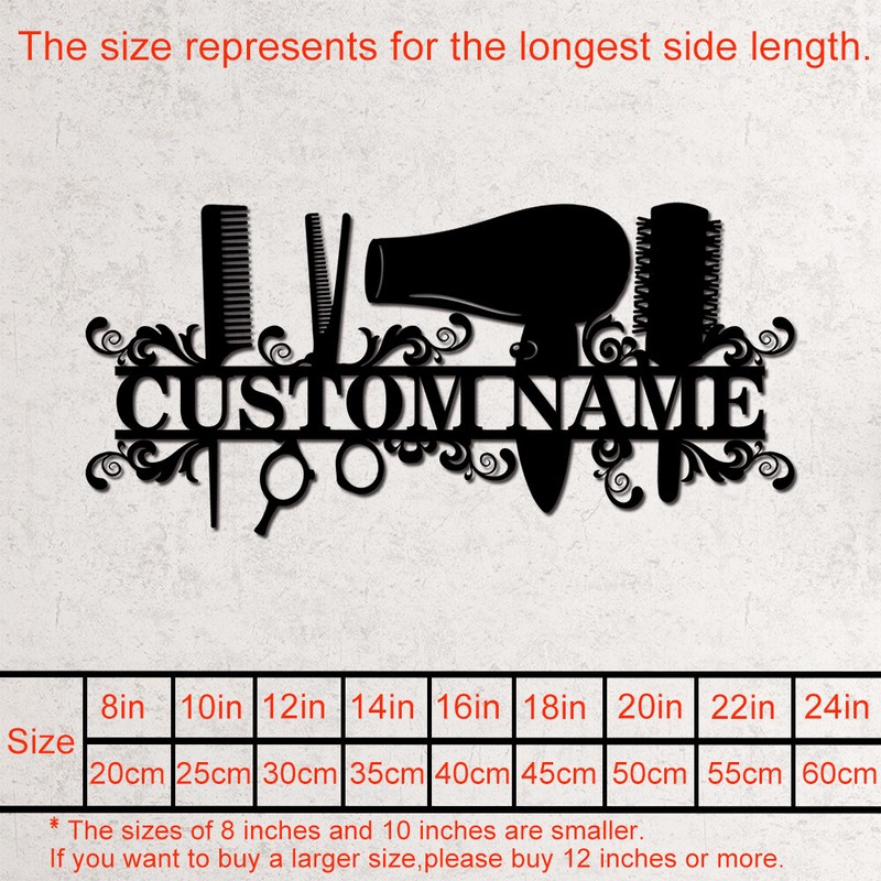 Hair Stylist Personalized Last Name Sign,Custom Barber Shop Metal Wall Art Decor gallery