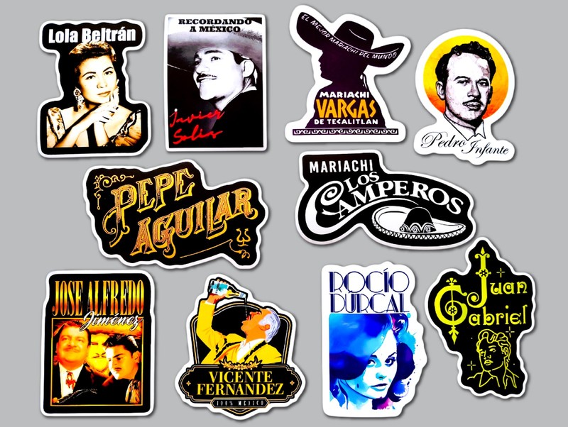 Mariachi Vinyl Sticker Lot (10 Stickers) SET 1 mexico banda norteño ranchera tex