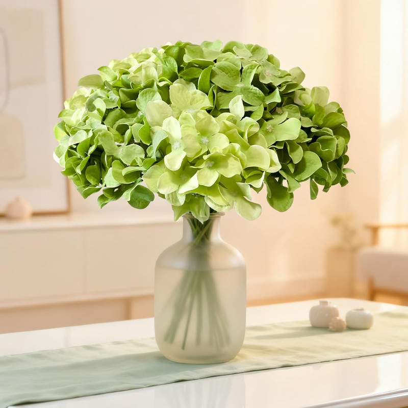 20 Pcs Green Faux Hydrangea Flowers for Wedding and Outdoor Decor gallery