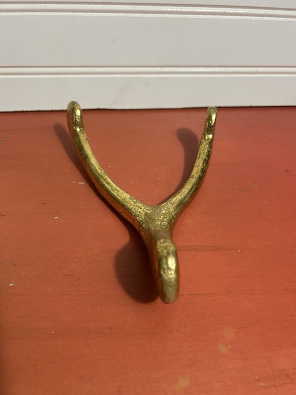Golden Wishbone Oversized Decor Shiny gold tone Thanksgiving sculpture tabletop gallery