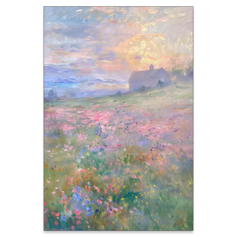 Pastel Nature Floral Poster Vintage French Country Landscape Wall Art Colorfu...