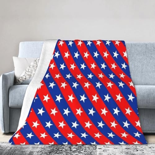 Patriotic Stars Fleece Blanket 50"x 40", Red White Blue 50"x40" Black3-3 gallery