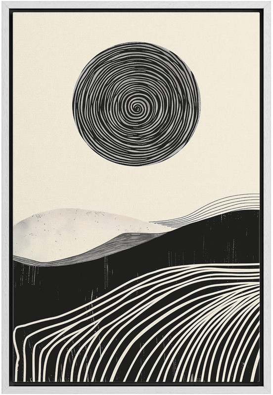 Wall26 Swirling Lines and Soft Hills Abstract Canvas Print Framed Wall Art gallery