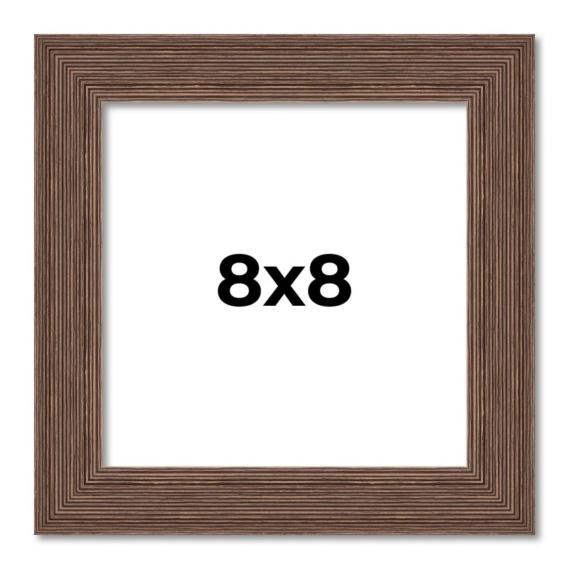 8×8 Frame Brown Farmhouse Solid Wood Picture Frame Width 1.5 Inches | Interior F