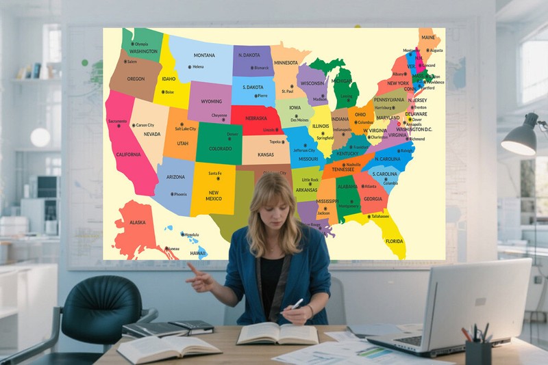 32''x50'' United States Map US Poster Administrative Print Home Office Mural gallery