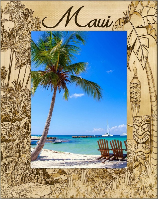Maui Hawaii Laser Engraved Wood Picture Frame Portrait (4 x 6)