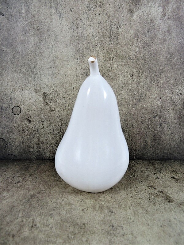 Pier 1 White Hollow Ceramic Pear 5 Inches High Life Size Shiny Finish Home Décor gallery