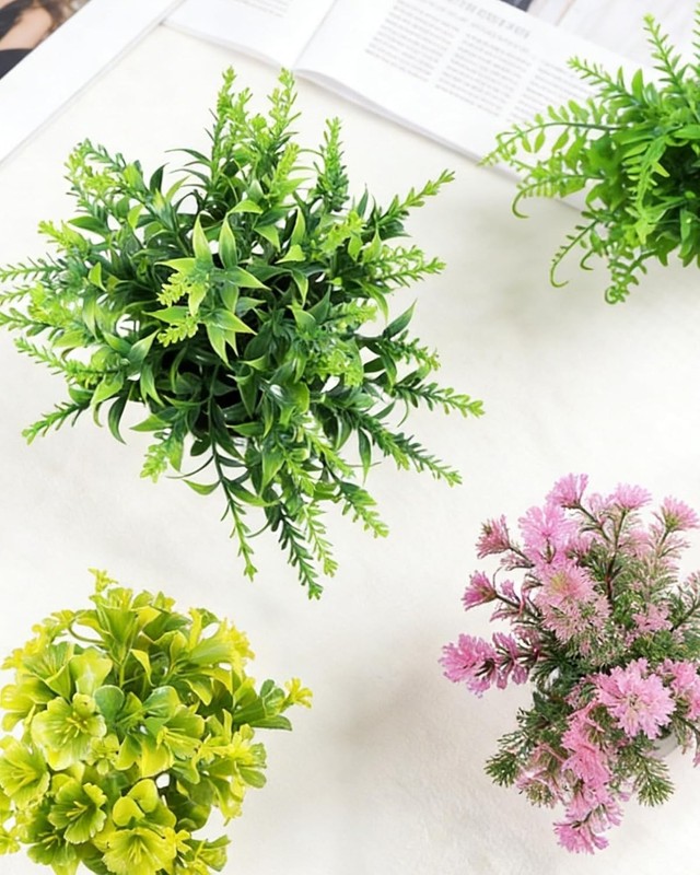 Fake Plants 6 Packs Artificial Plants Small Faux Plants Black/White Bathroom gallery