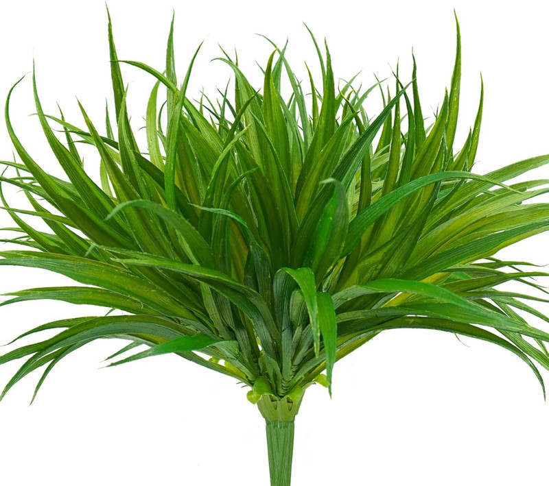 6Pcs Artificial Grass Fake Plants 17.3In 16 Leaves Outdoor Fake Grass UV Resista gallery