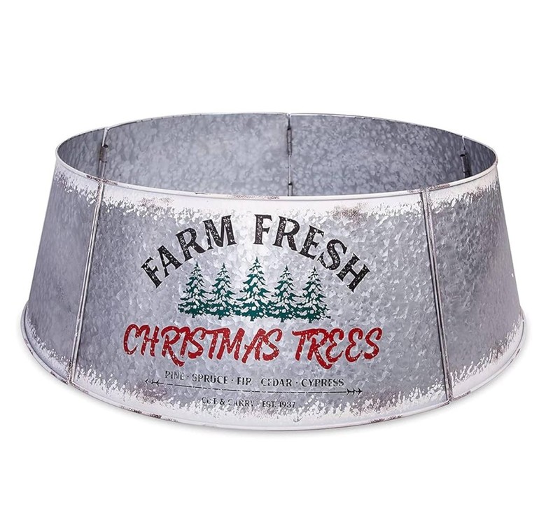 Galvanized Christmas Tree Collar – Adjustable Metal Skirt for Large to Small …