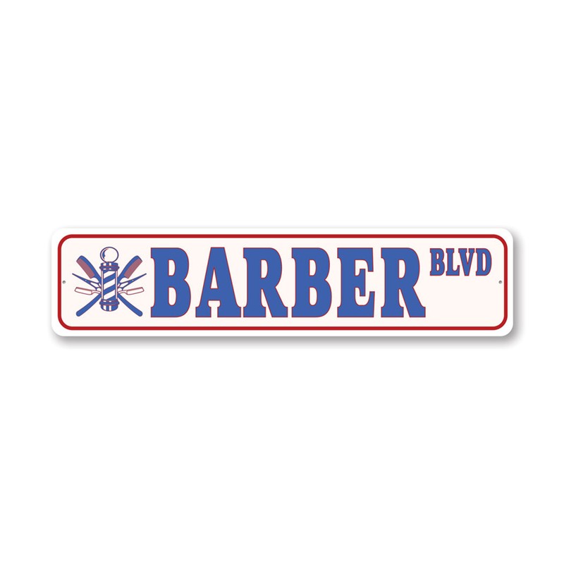 Barber Boulevard Sign Hair Salon Wall Decor Aluminum Metal Plaque