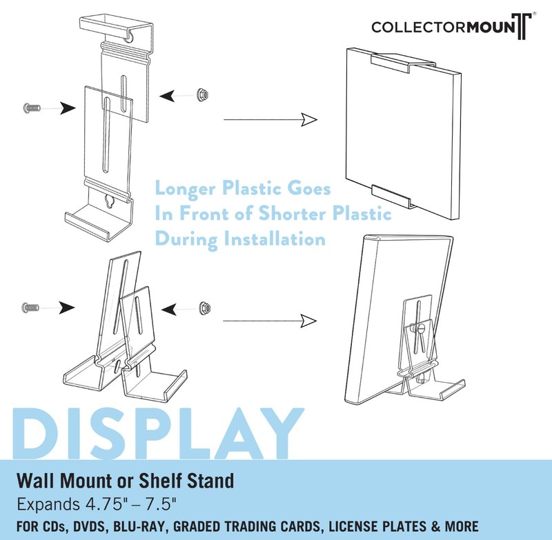 CDMount™ CD, License Plate 8 Track Wall Frame Display & Shelf Stand - Adjustable gallery