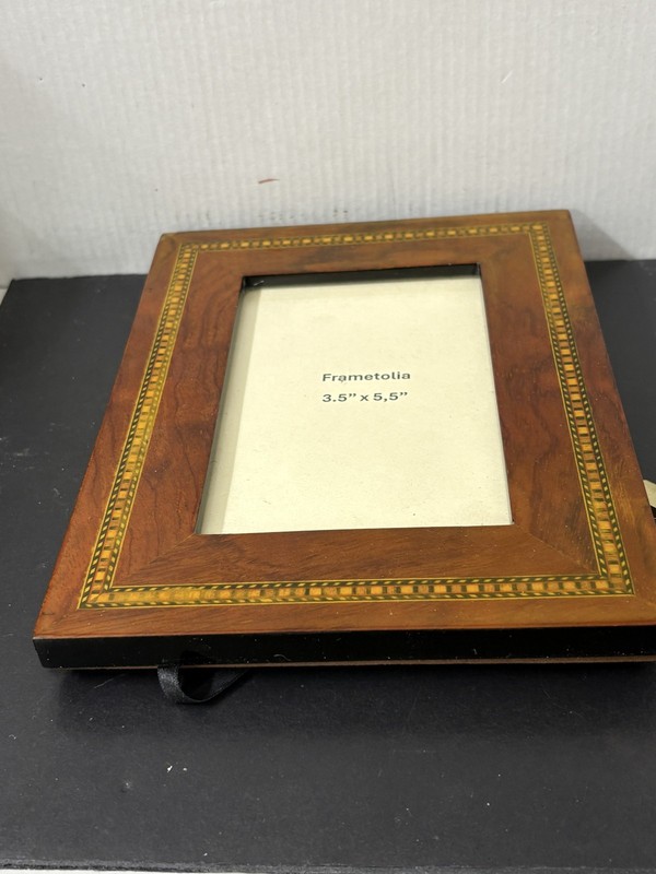 Natalini PICTURE FRAME 3,5" X5 5 "Photo LIGHT & DARK WOOD Border ITALY Marquetry gallery